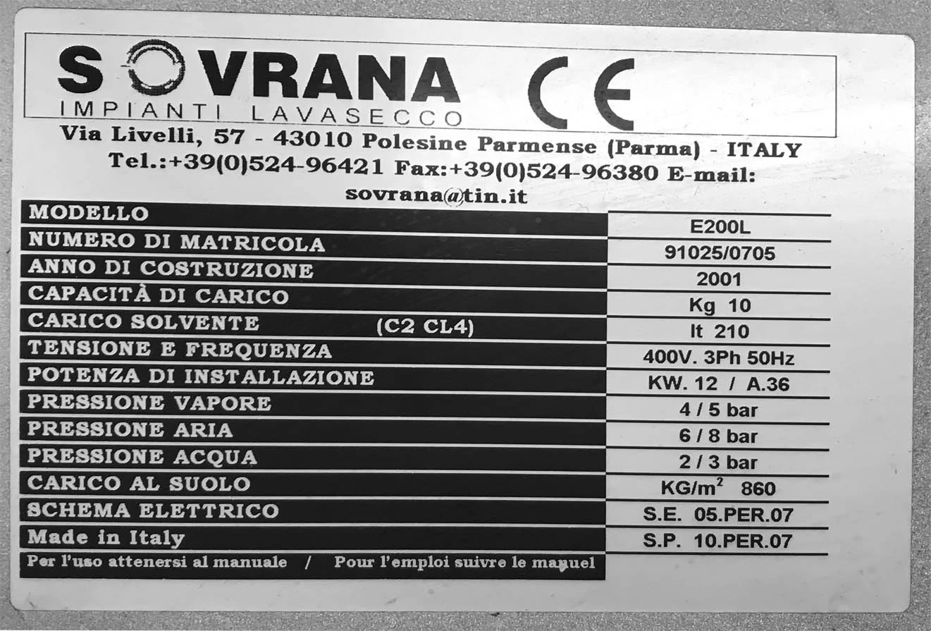 Intecsum maquina-de-seco-marca-sovrana-modelo-e200l-placa