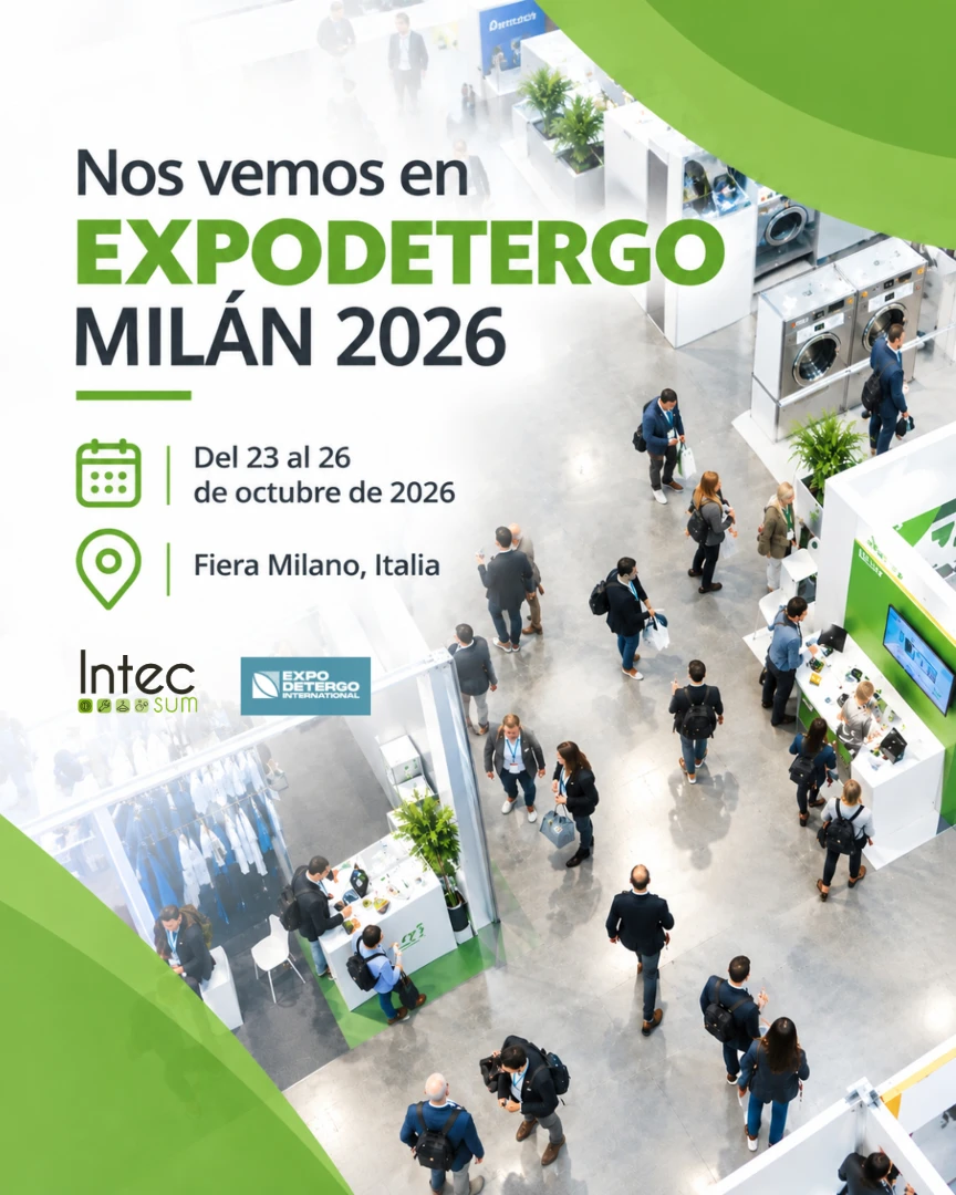 Intecsum anuncia su visita a Expodetergo International 2026 en Milán para conocer innovaciones en lavandería industrial.